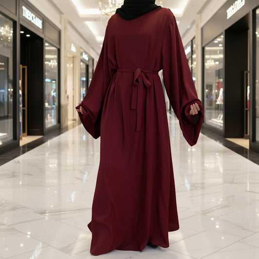 Long Skirt Abaya Dubai Middle East Jalabiya Pure Color Robe