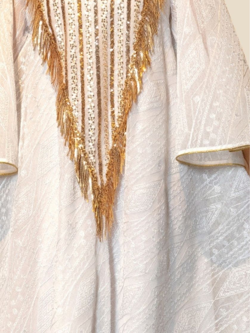 Embroidered Sequin Mesh Abaya Dress – Festive Modest Wear