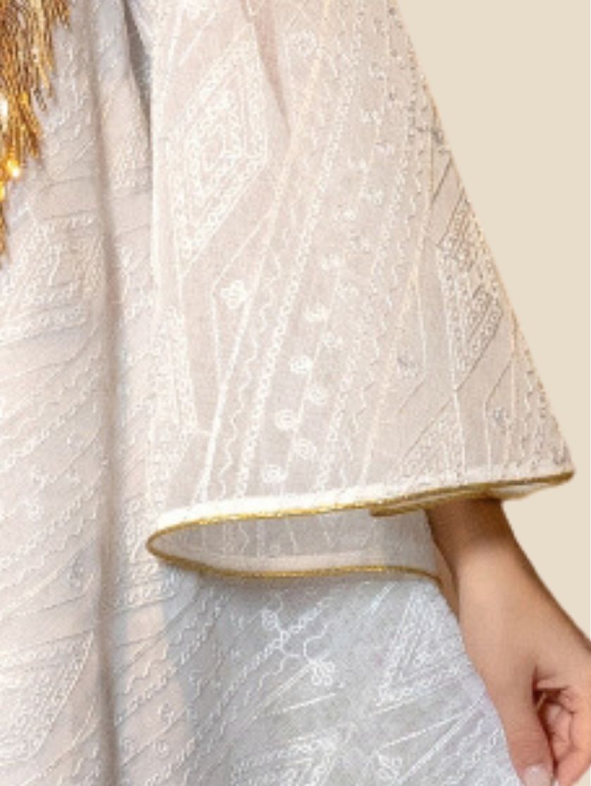 Embroidered Sequin Mesh Abaya Dress – Festive Modest Wear