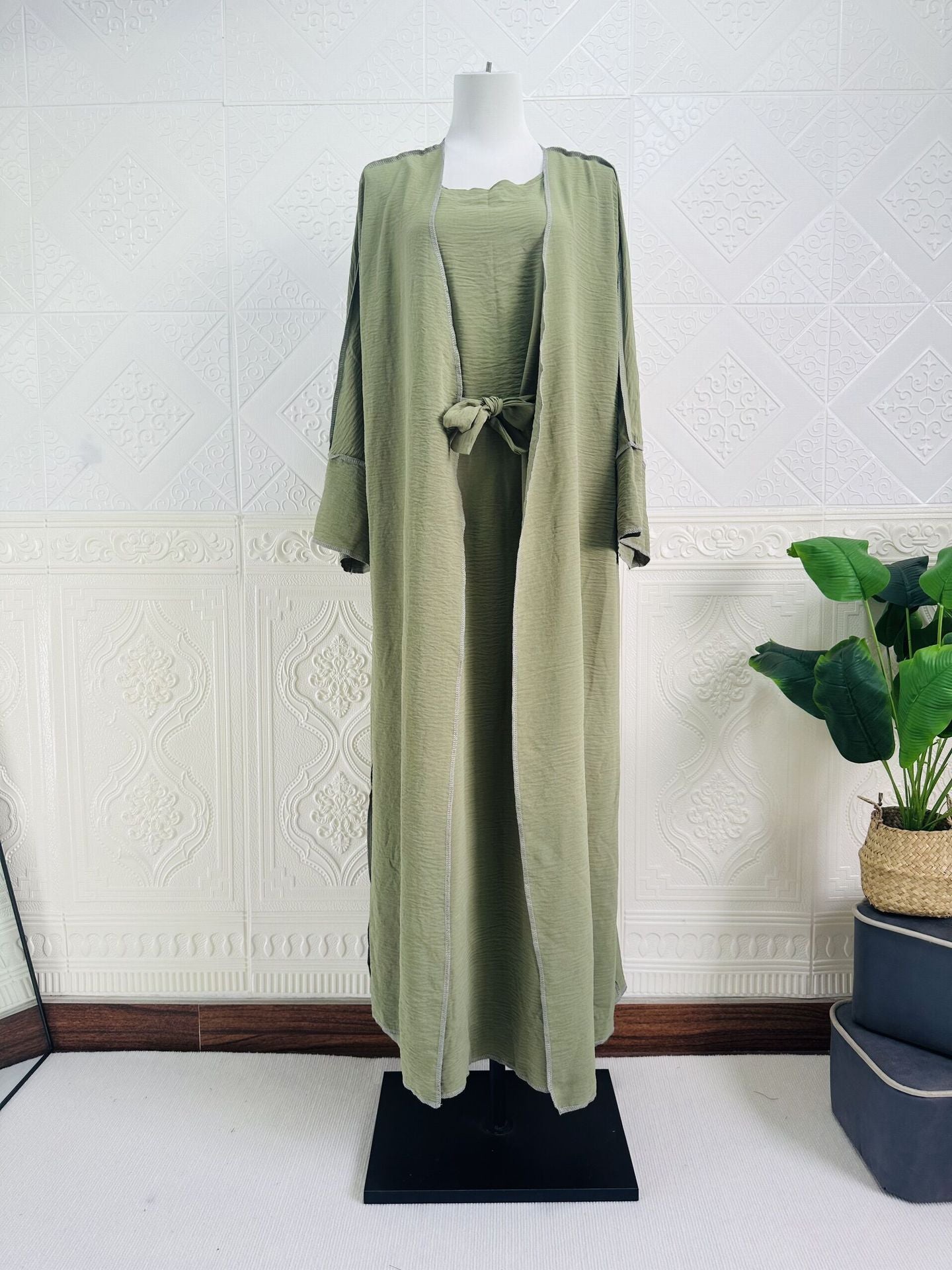 Dubai Turkey Cardigan With Inner Wear Dress