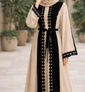 Middle Eastern Lace Patchwork Abaya – Hollow-Out Hemp Modest Maxi