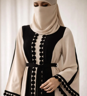 Middle Eastern Lace Patchwork Abaya – Hollow-Out Hemp Modest Maxi